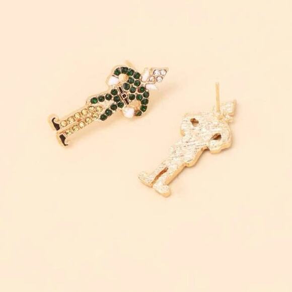 NEW ELF Rhinestone Embellished Fun Stud Earrings Christmas Holiday - Picture 2 of 3